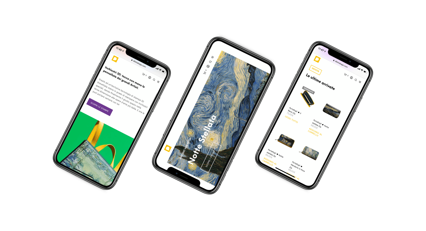 Website mobile iPhone X, Diletta Bags
