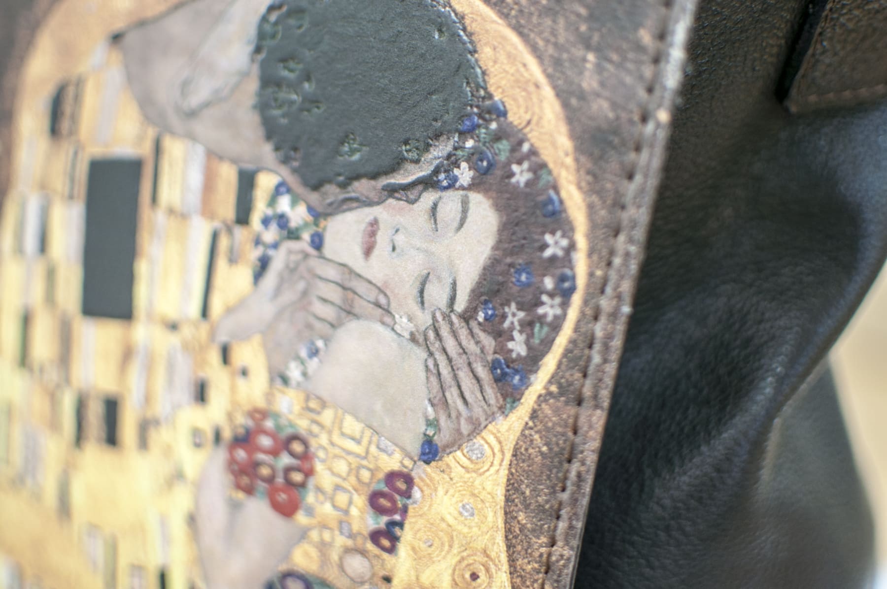 Detail of The Kiss, Gustav Klimt. Black bag